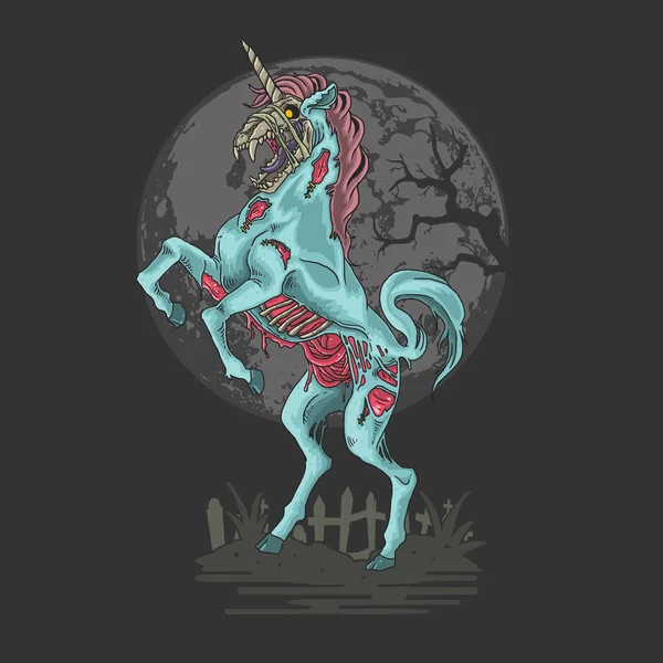 Licorne Zombie Cauchemar Illustration Vecteur — Image vectorielle