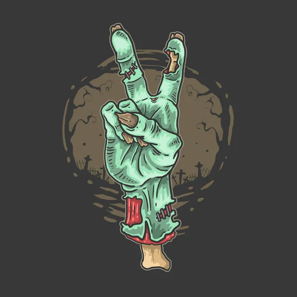 Zombie Ειρήνη Χέρι Τρόμου Εικονογράφηση Διάνυσμα — Διανυσματικό Αρχείο
