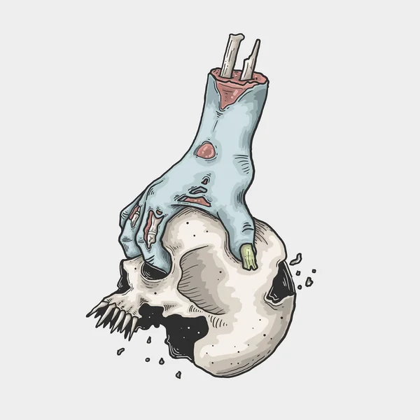 Halloween Zombie Cranio Illustrazione Vettore — Vettoriale Stock