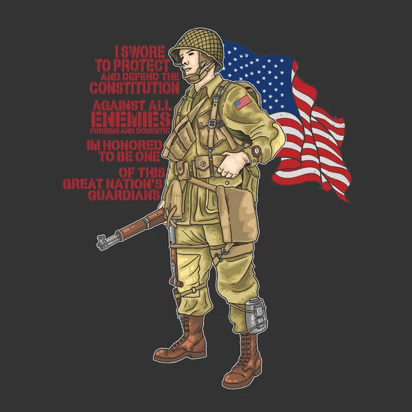 Amerikanska Världskriget Soldat Illustration Vektor — Stock vektor