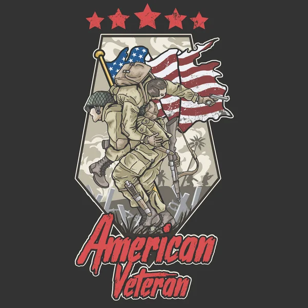 Americano Hermandad Ejército Veterano Ilustración Vector — Archivo Imágenes Vectoriales