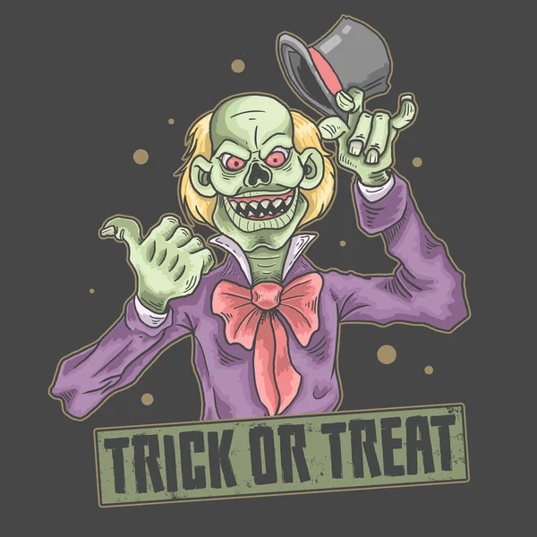 Halloween Clown Horror Trick Treat Illustration Vector — Stock Vector