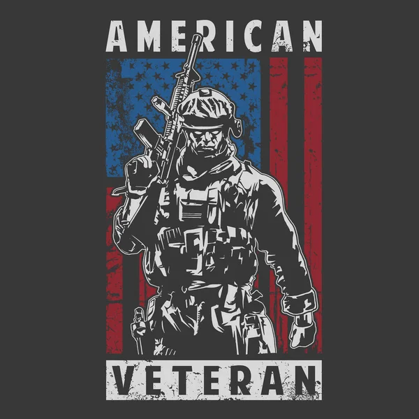 Amerika Veteran Tentara Vektor Ilustrasi - Stok Vektor