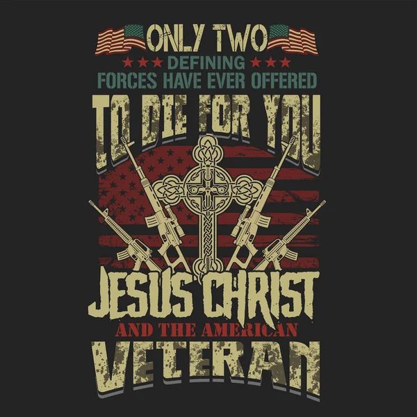 Americano Veterano Soldado Jesus Christ Ilustración Vector — Archivo Imágenes Vectoriales
