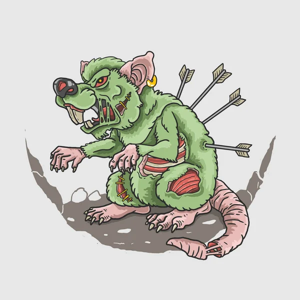 Zombie Rat Killer Illustration Vector — Stock Vector