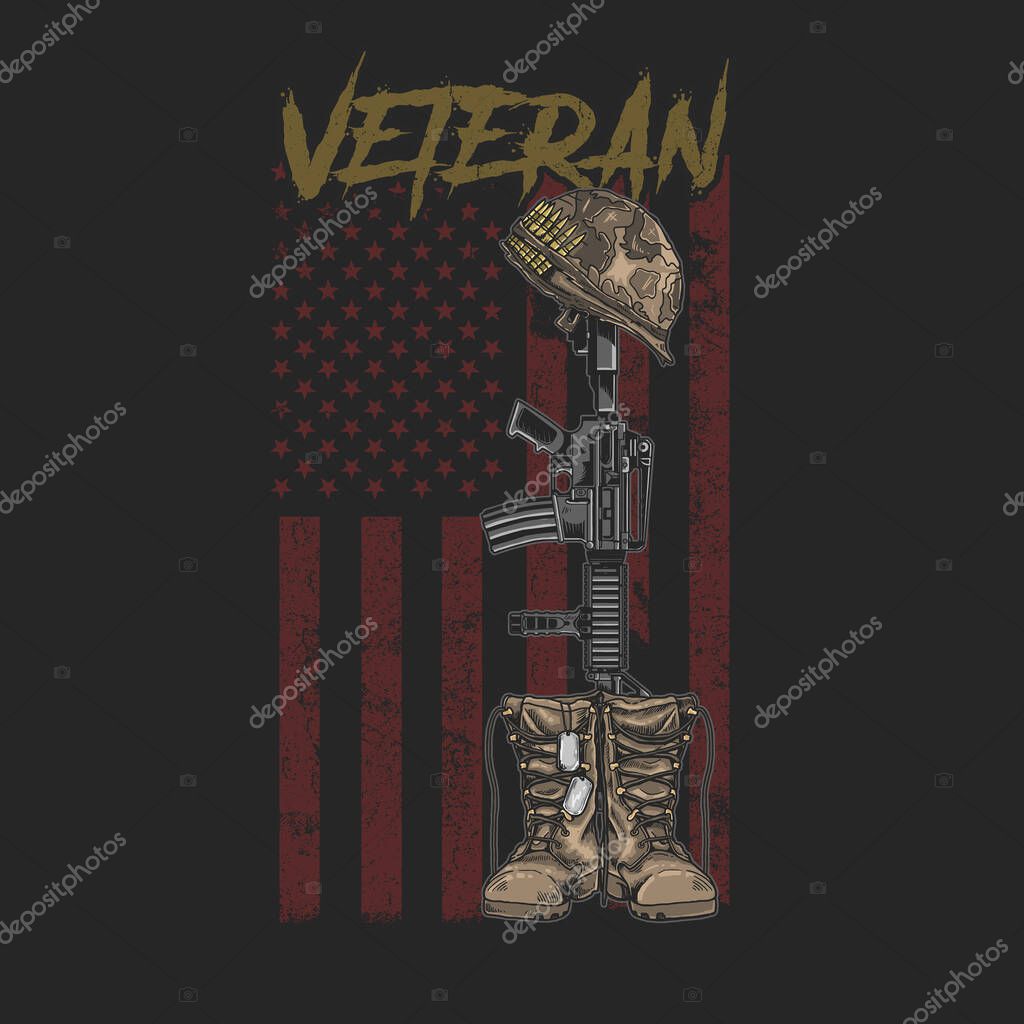 Veteran army boot illustration vector