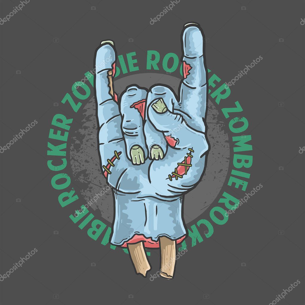 Zombie rocker hand halloween illustration vector