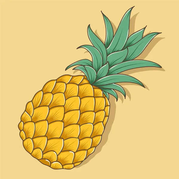 Świeży Ananas Lato Strona Ilustracja Wektor Grafika — Wektor stockowy