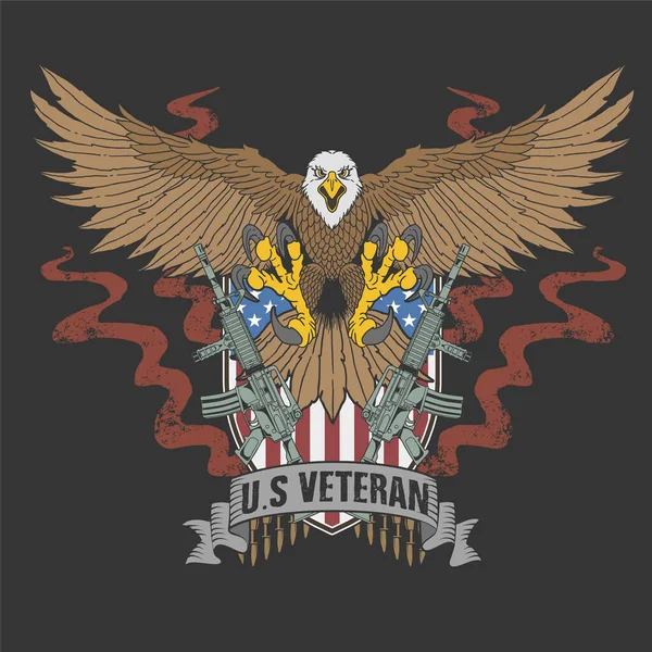 American Eagle Veteran Ilustrasi Vektor - Stok Vektor