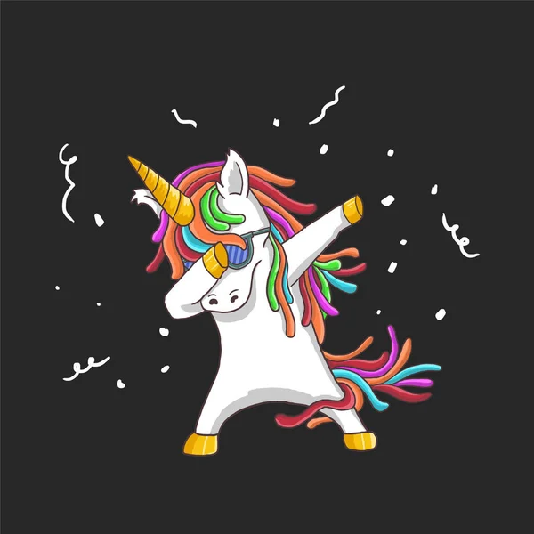 Lindo Unicornio Danza Fiesta Ilustración Vector — Vector de stock