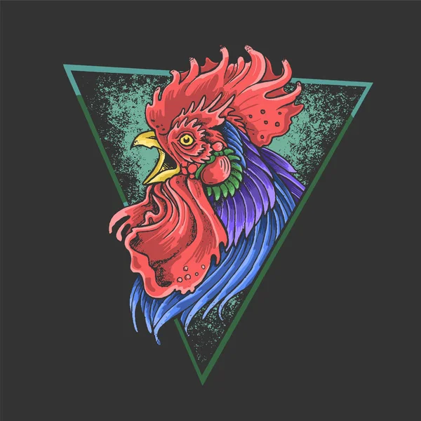 雄鶏のカラフルなマスコットイラストベクトル — ストックベクタ