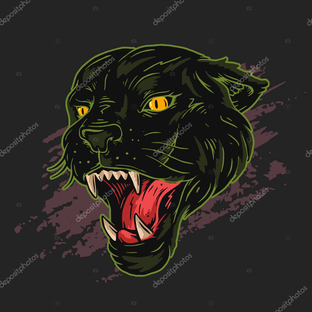 Black panther wild life angry illustration vector graphic