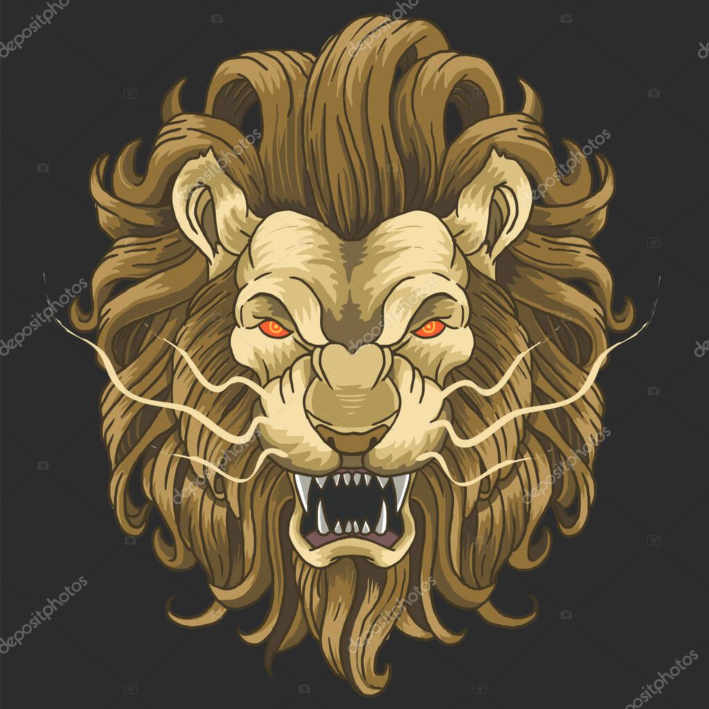 Lion head angry face illustration vector