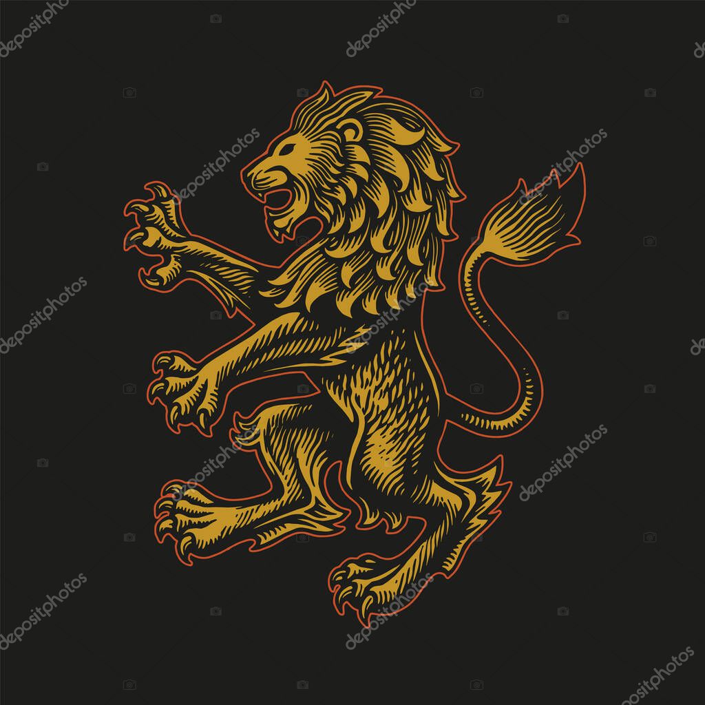 Gold lion kingdom classic illustration vector