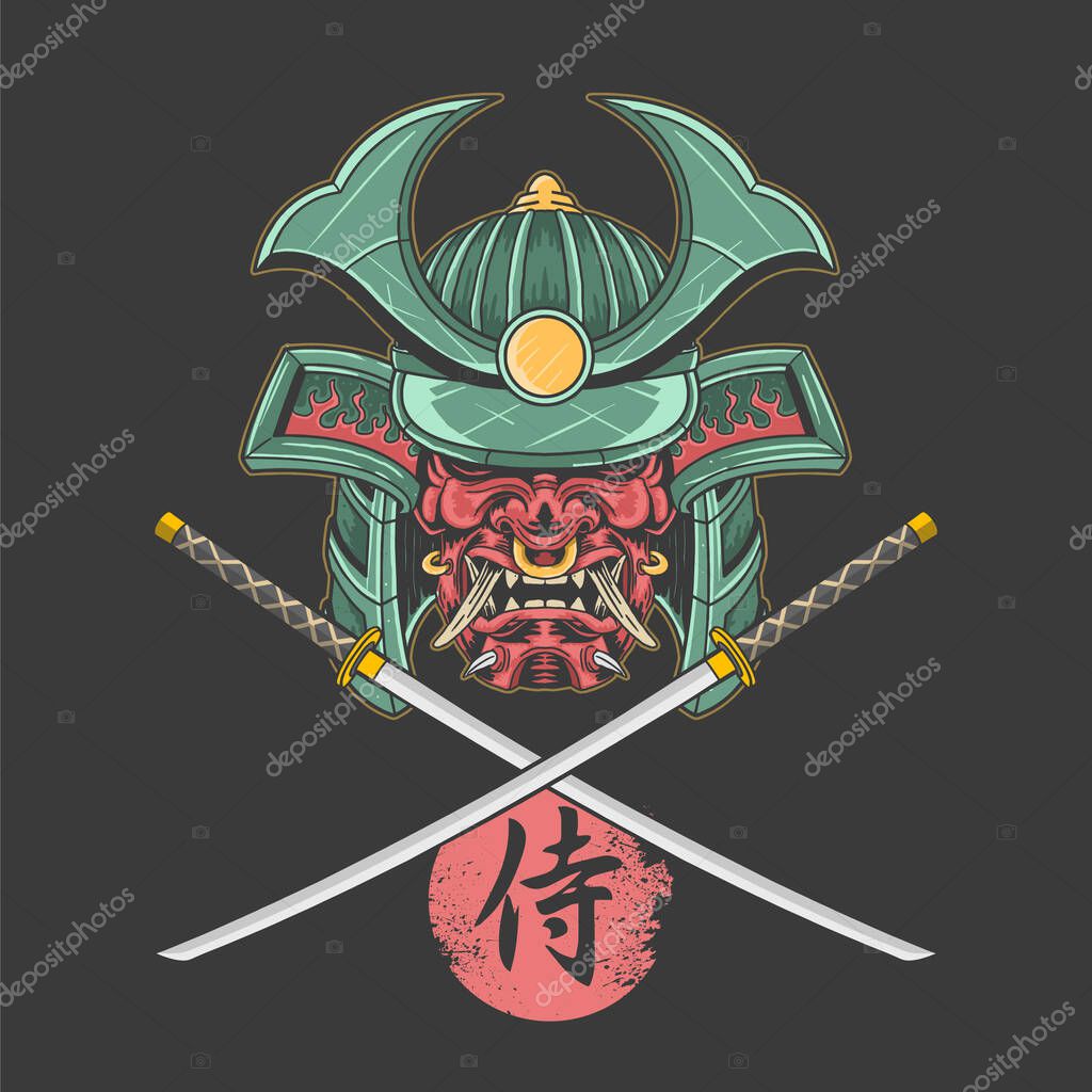 Samurai shogun katana illustration vector