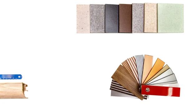 Variedad Muebles Textura Madera Muestras Material Suelo Para Diseño Interiores — Foto de Stock