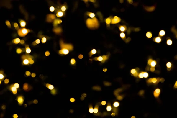 Christmas Background Yellow Gold Abstract Bokeh Black Background — Stock Photo, Image
