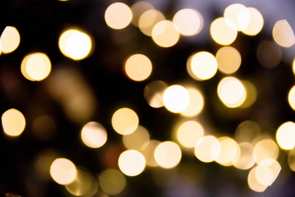 Christmas Lights Bokeh Lights Dark Background Christmas Garlands Blurred Focus — Stock Photo, Image