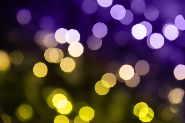 Christmas Lights Bokeh Glows Dark Background Christmas Garlands Blurred Focus — Stock Photo, Image