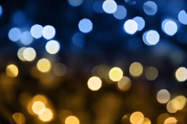 Christmas Lights Bokeh Glows Dark Background Christmas Garlands Blurred Focus — Stock Photo, Image