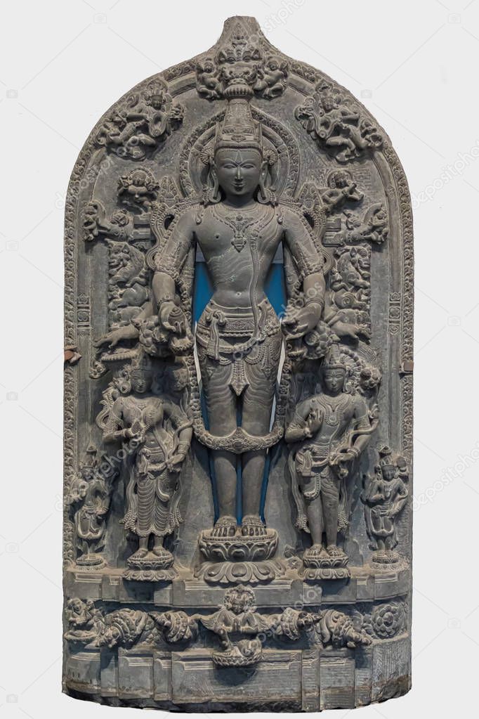 Archaeological sculpture of Vishnu from Indian mythology