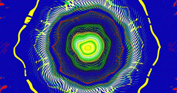 Bu sanat eseri kıvrımlı renkleri olan canlı ve soyut bir spiral desen içeriyor..