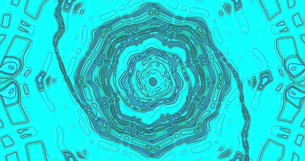 Turkuazın gölgelerindeki renkli desenler dinamik bir görsel etki yaratır. Tasarım, hareket ve derinlik hissi uyandıran merkezi bir spiral oluşturan karmaşık şekiller içeriyor..