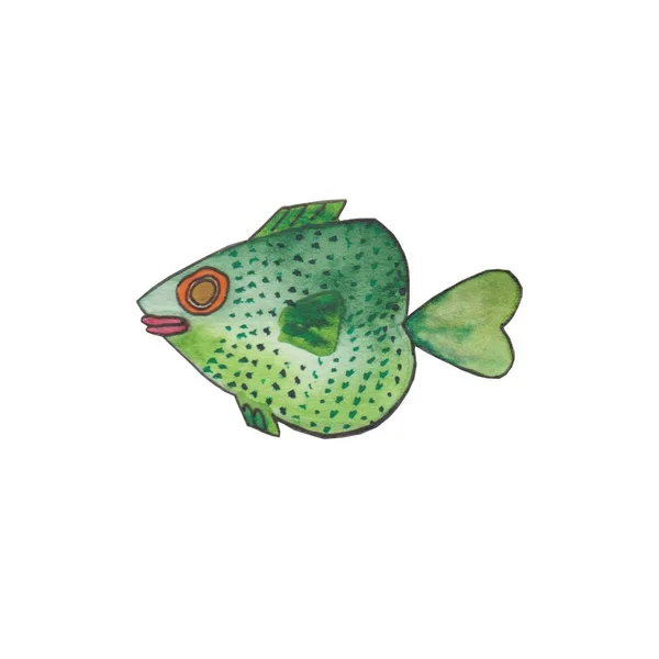 Peixes Aquarela Grande Design Para Qualquer Finalidade Balanças Sereia Azul — Fotografia de Stock