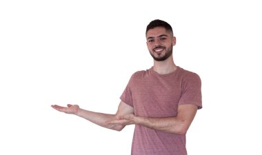 Beyaz tişörtlü gülen adam, portre