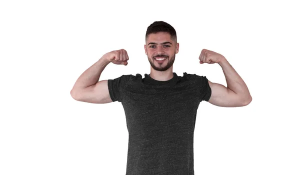 Smiley Kille Vit Shirt Porträtt — Stockfoto