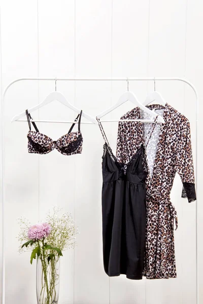 Set Van Sexy Elegante Trendy Vrouwelijke Lingerie Luipaard Print Kleuren — Stockfoto