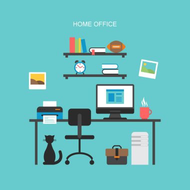 Modern ev ofis konsepti için düz simgeler tasarım