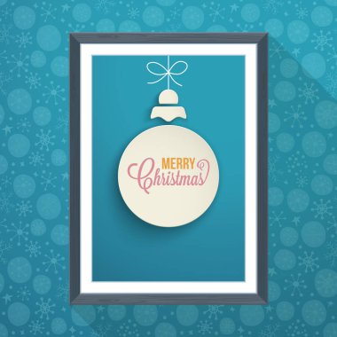 Ahşap resim çerçevesi kağıt kesme topu ile Noel poster tasarımı