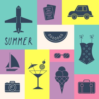 Logo tasarımı için yaz tatili simgeleri