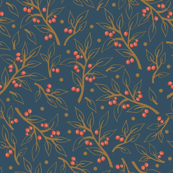 Motif floral sans couture avec des baies — Image vectorielle