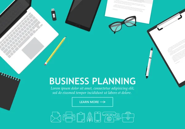 Concepto de diseño moderno plano para el banner del sitio web de planificación empresarial — Vector de stock
