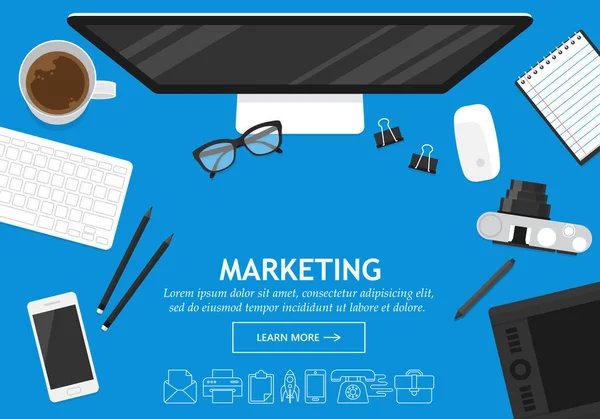 Flaches modernes Designkonzept für Business Marketing Website Banner — Stockvektor