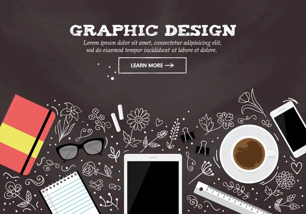Concepto de diseño moderno plano para el banner del sitio web de diseño gráfico — Vector de stock