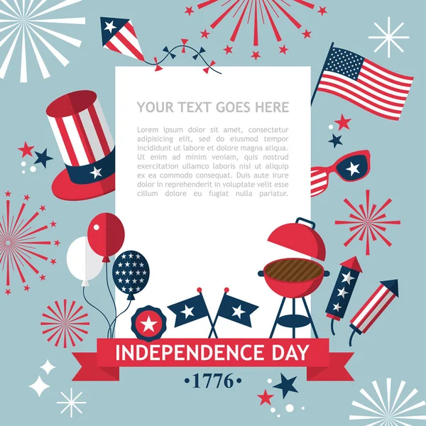 Július 4, függetlenség napja az USA-ban, party meghívó sabl — Stock Vector
