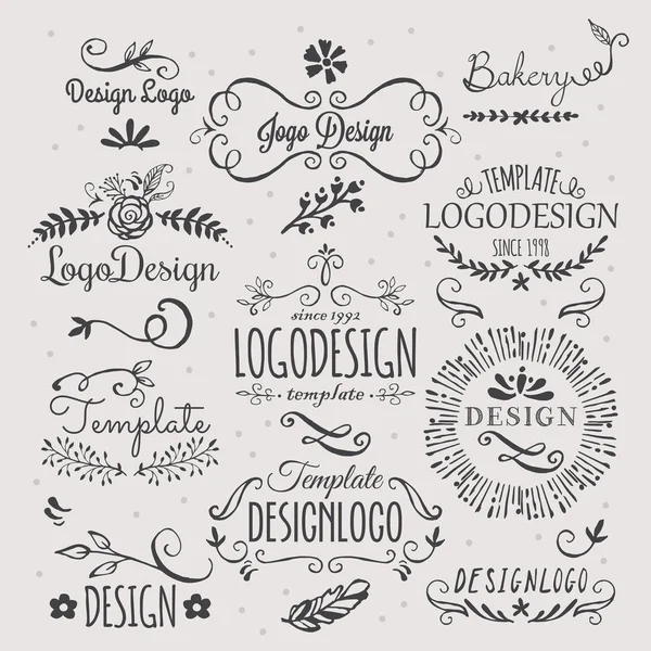 Logo design with hand sketched elements — Stock Vector