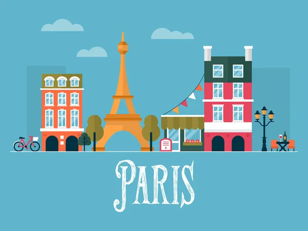 Flat stylish vector illustration for Paris, France. Travel and t — Stock Vector