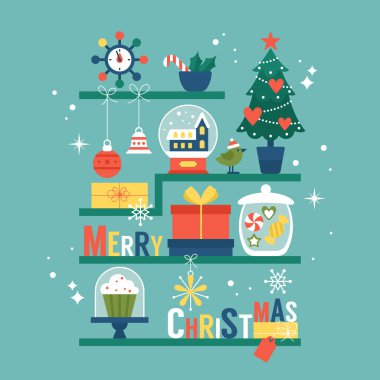 Obje ile modern yaratıcı Noel tatil tebrik kartı tasarımı