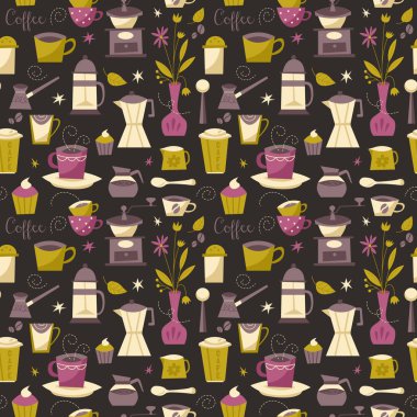 kahve seamless modeli. vektör çizim