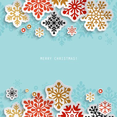 Kağıt kar taneleri ile Noel soyut arka plan