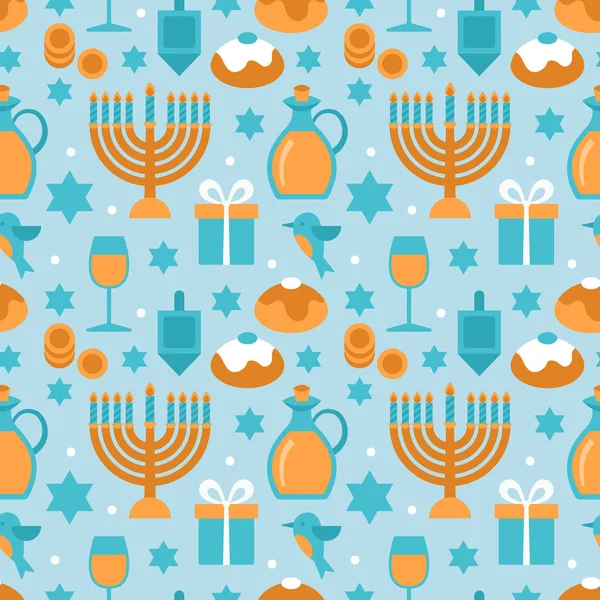Hanukkah patrón sin costura diseño plano moderno. Ilustración del vector — Vector de stock