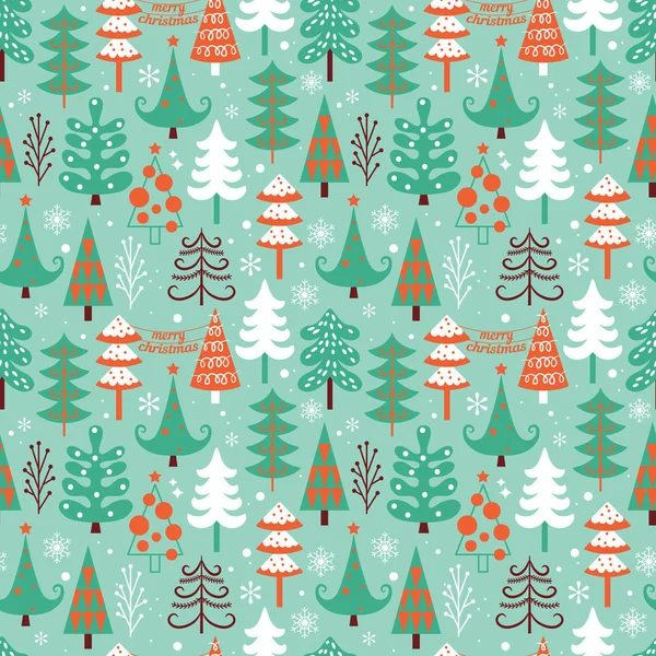 Conception de motif sans couture de Noël avec des arbres décoratifs. Vecteur — Image vectorielle