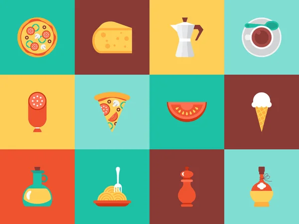 Iconos de comida italiana para diseño web, gráfico y logotipo — Vector de stock