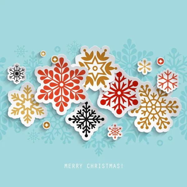 Weihnachten abstrakten Hintergrund mit Papier Schneeflocken — Stockvektor