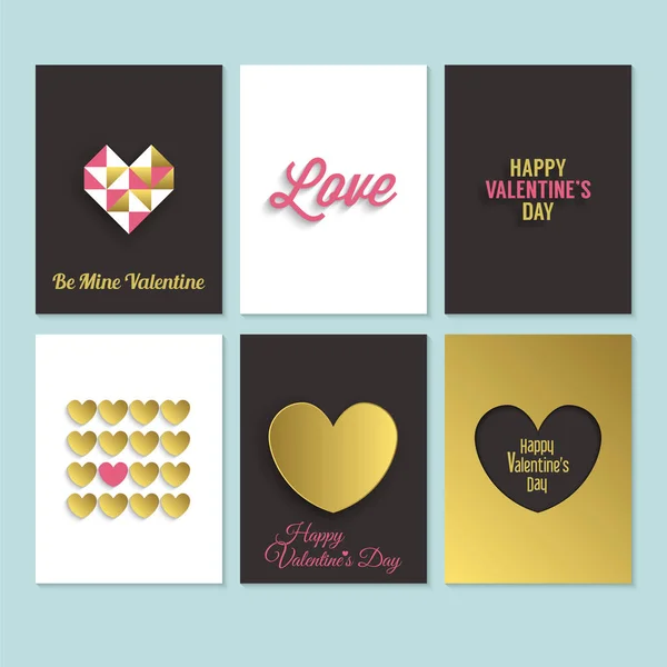 Valentinstag Grußkarten Design-Set. romantischer Hintergrund — Stockvektor