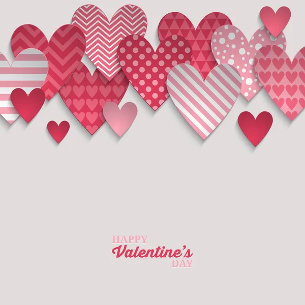 Fondo abstracto del día de San Valentín con corazones de papel rosa. Vect. — Archivo Imágenes Vectoriales